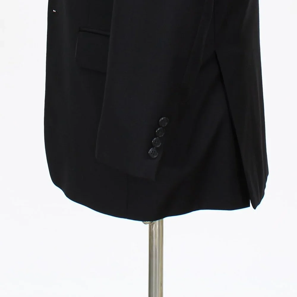 John W. Nordstrom 40R Black Solid 2-Button Sport Coat Blazer Jacket O246